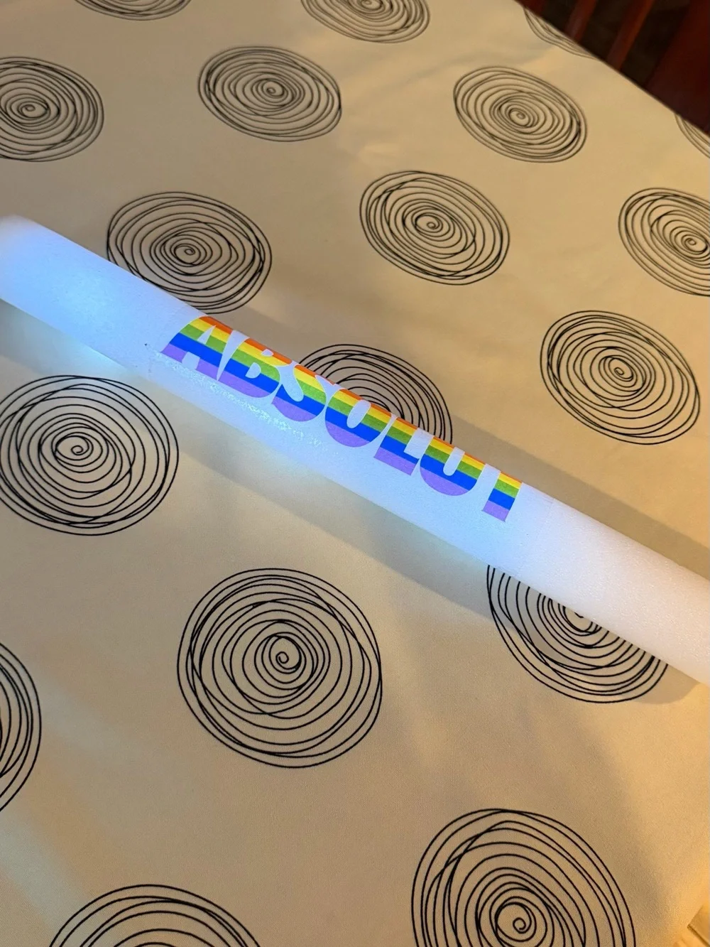 White Foam Light-Up Party Stick with Rainbow Absolut Logo